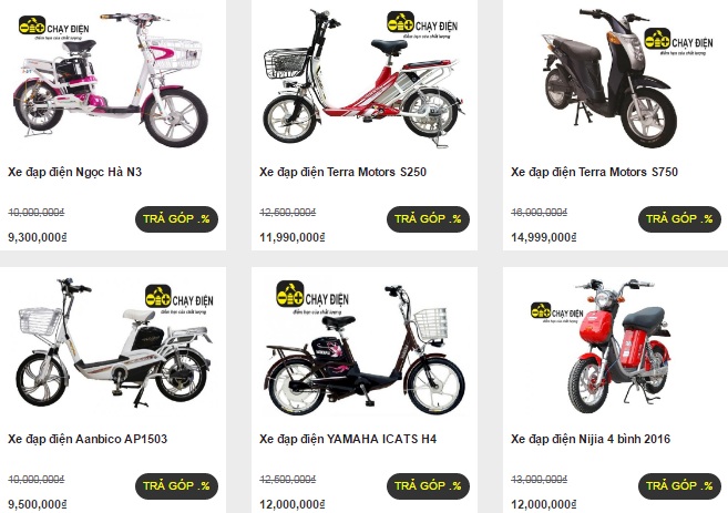 bảng gi&aacute; xe đạp điện